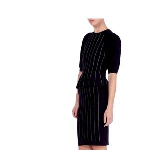 karen Millen navy peplum knit stripe dress